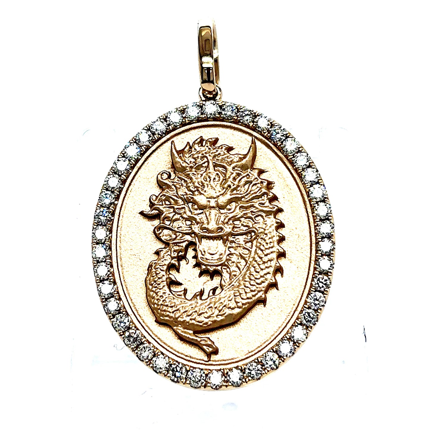 14k Diamond Framed Dragon Pendant