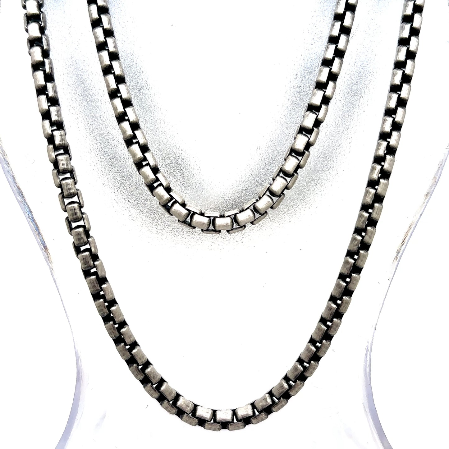 925 S.S. Gunmetal Rounded Box Link Chain-3.5mm
