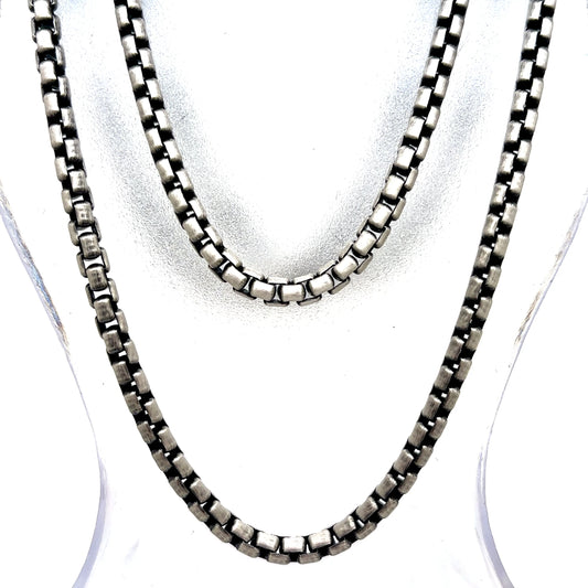 925 S.S. Gunmetal Rounded Box Link Chain-3.5mm