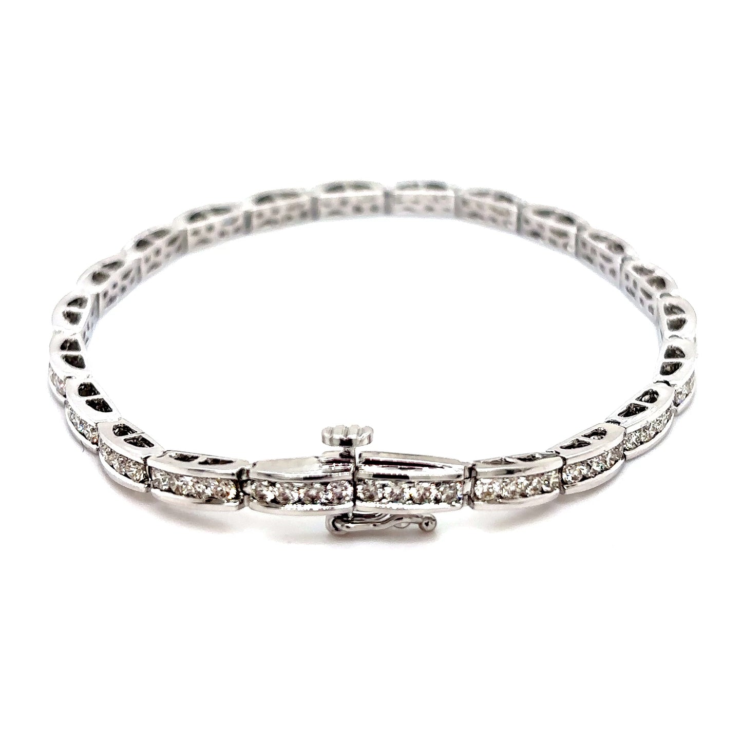 14k White Gold Diamond Channel Tennis Bracelet