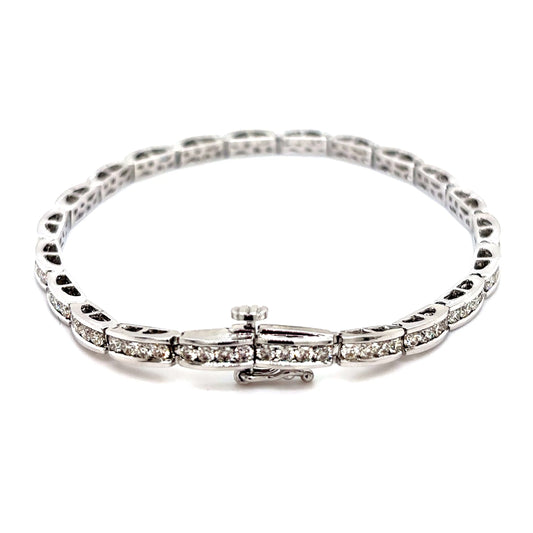 14k White Gold Diamond Channel Tennis Bracelet