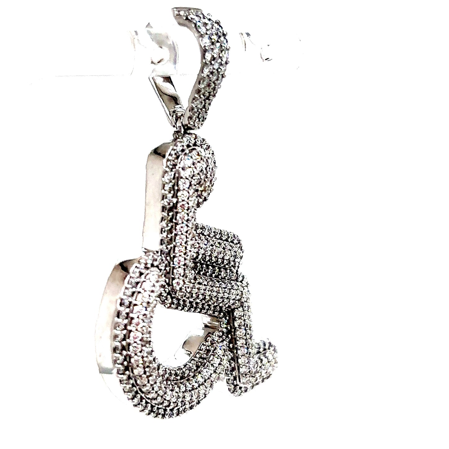 14k White Gold Diamond Handicap Pendant