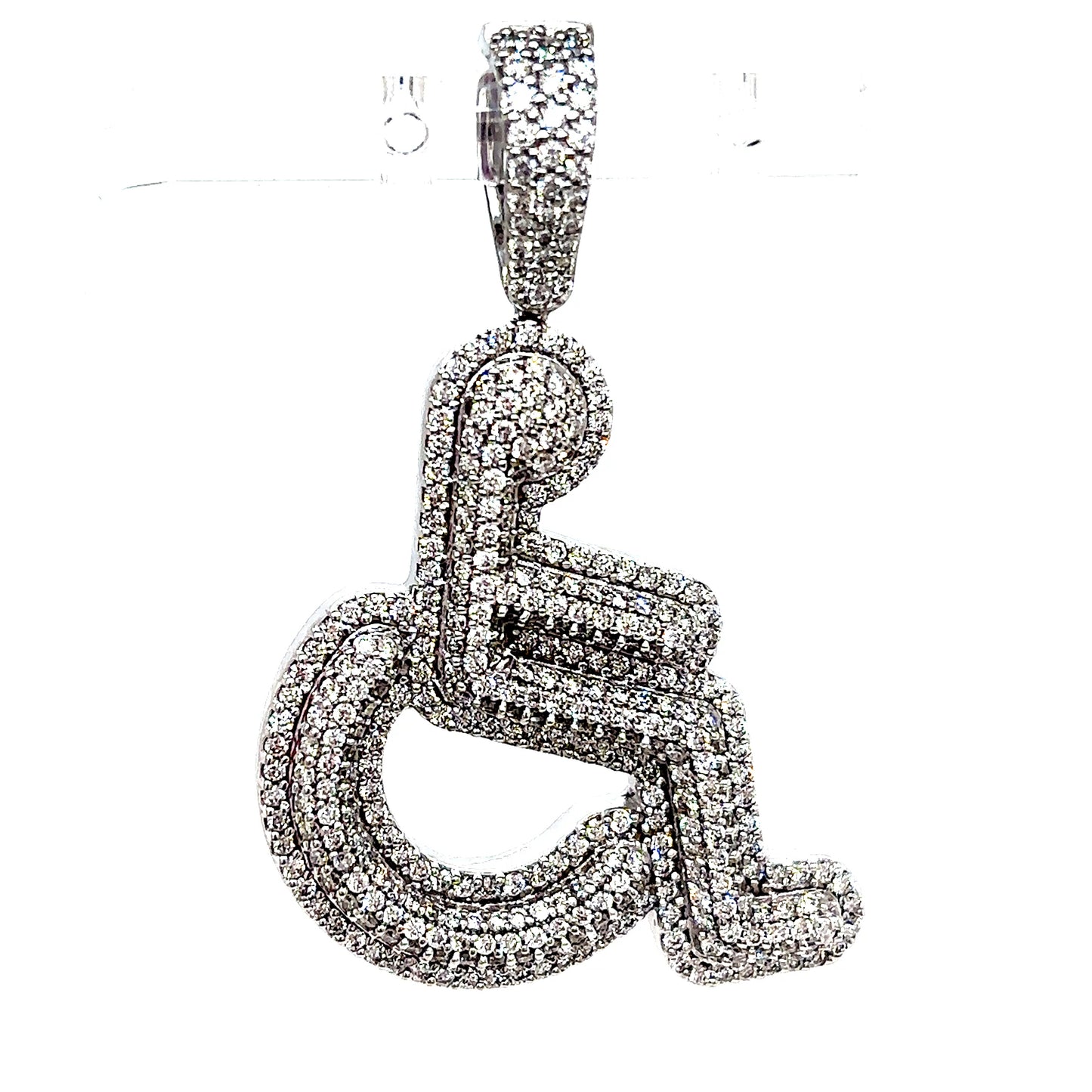 14k White Gold Diamond Handicap Pendant