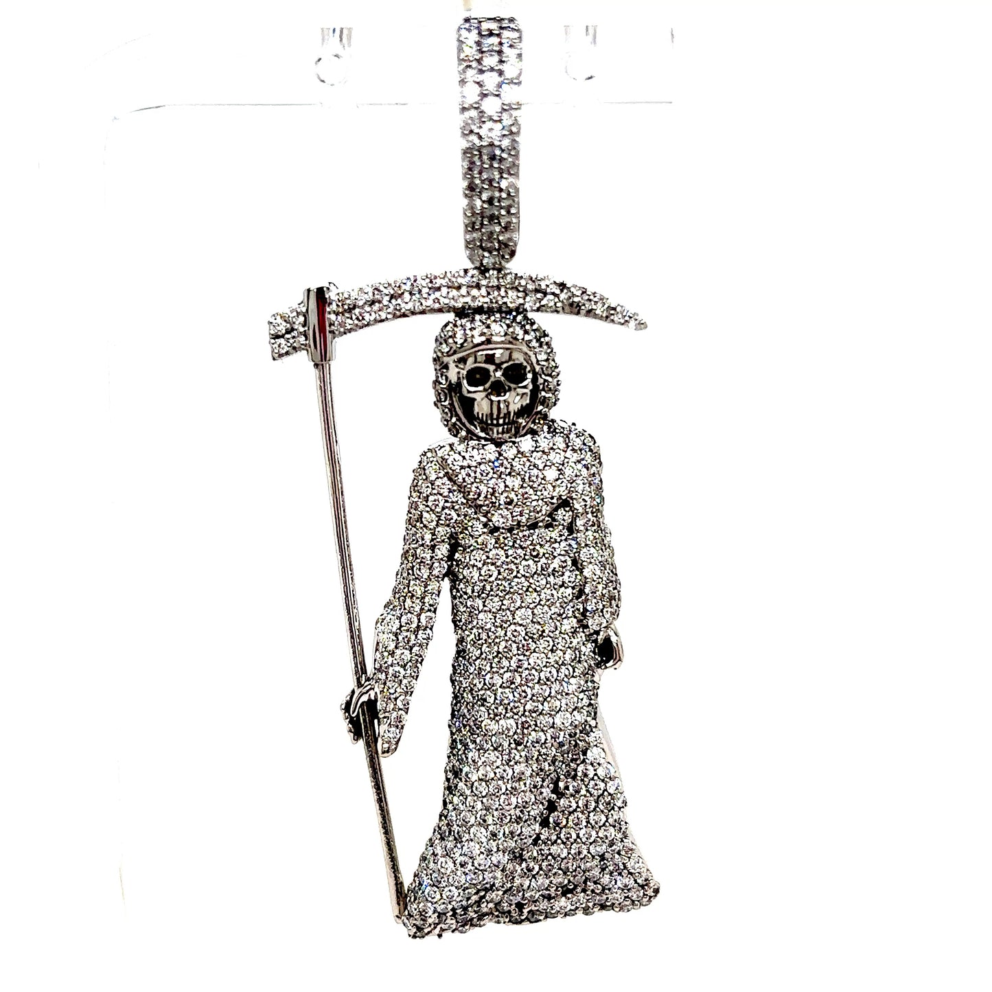14k White Gold Diamond Reaper Pendant