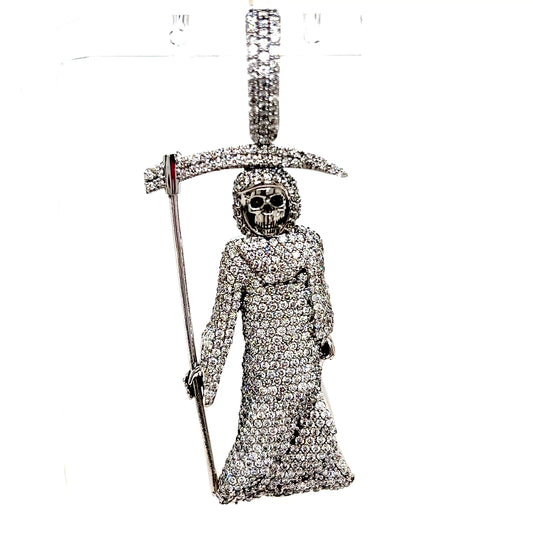 14k White Gold Diamond Reaper Pendant