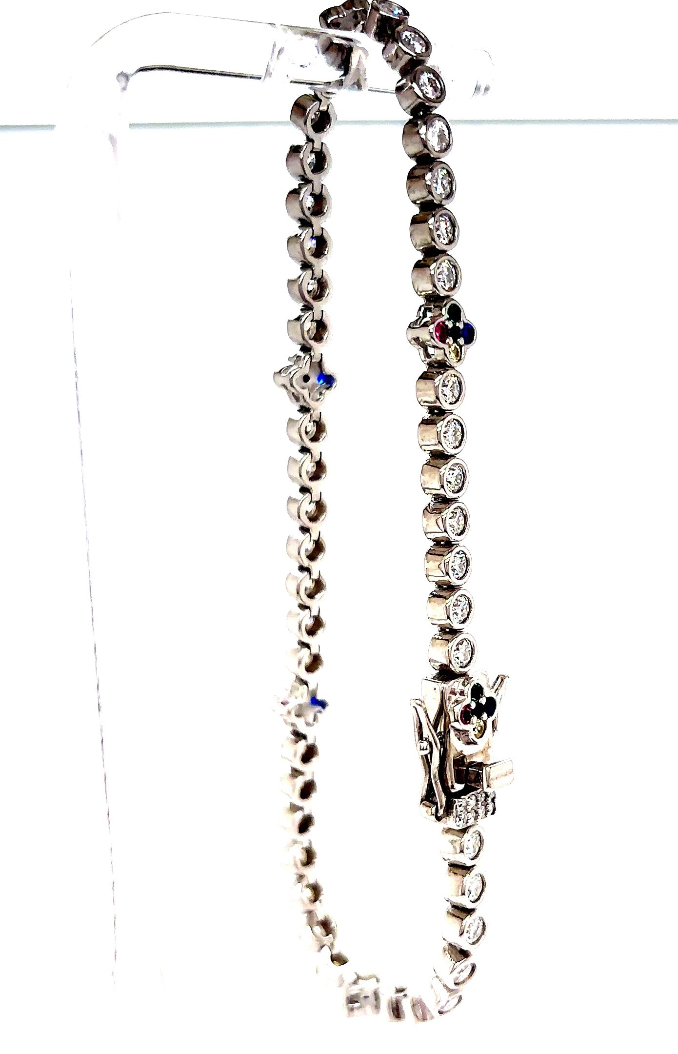 925 VVS Colorful Moissanite Circle Clover Tennis Bracelet