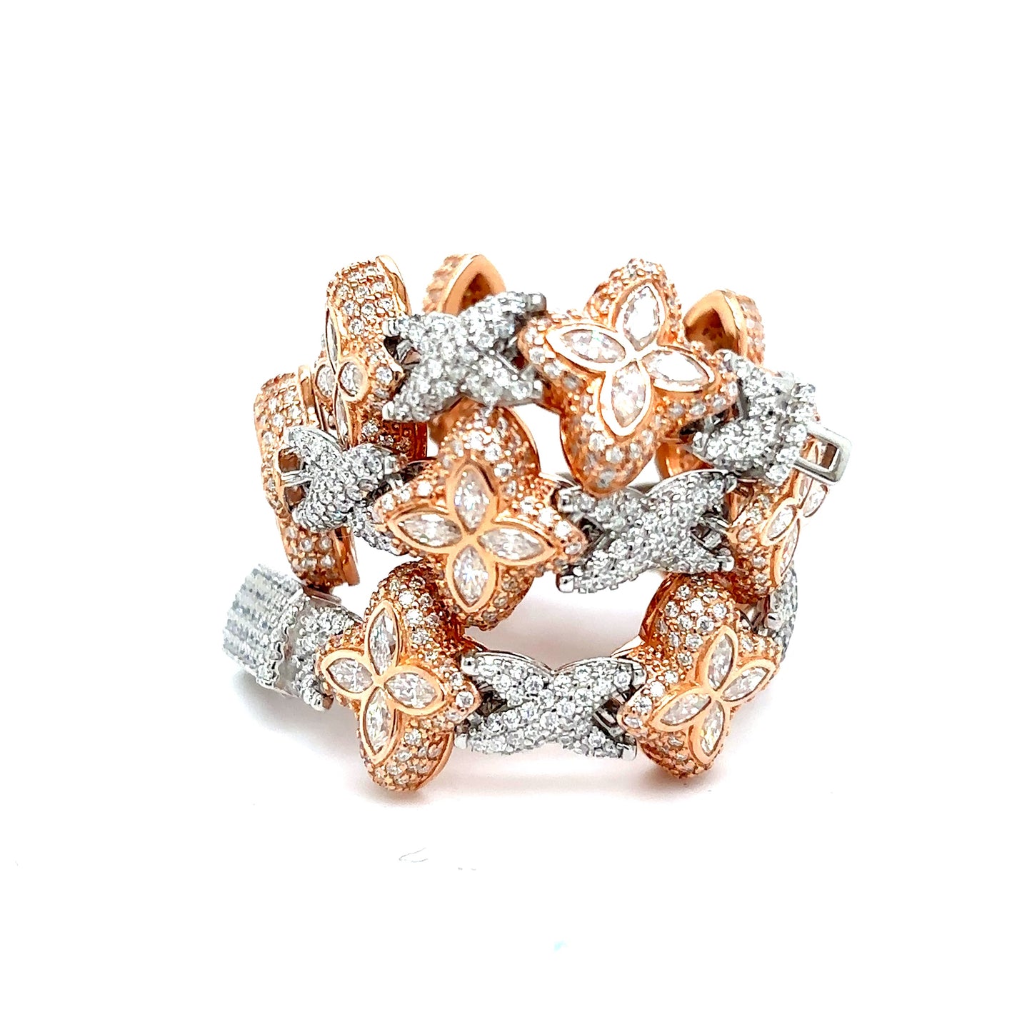 925 2-Tone Moissanite Design Clover Bracelet