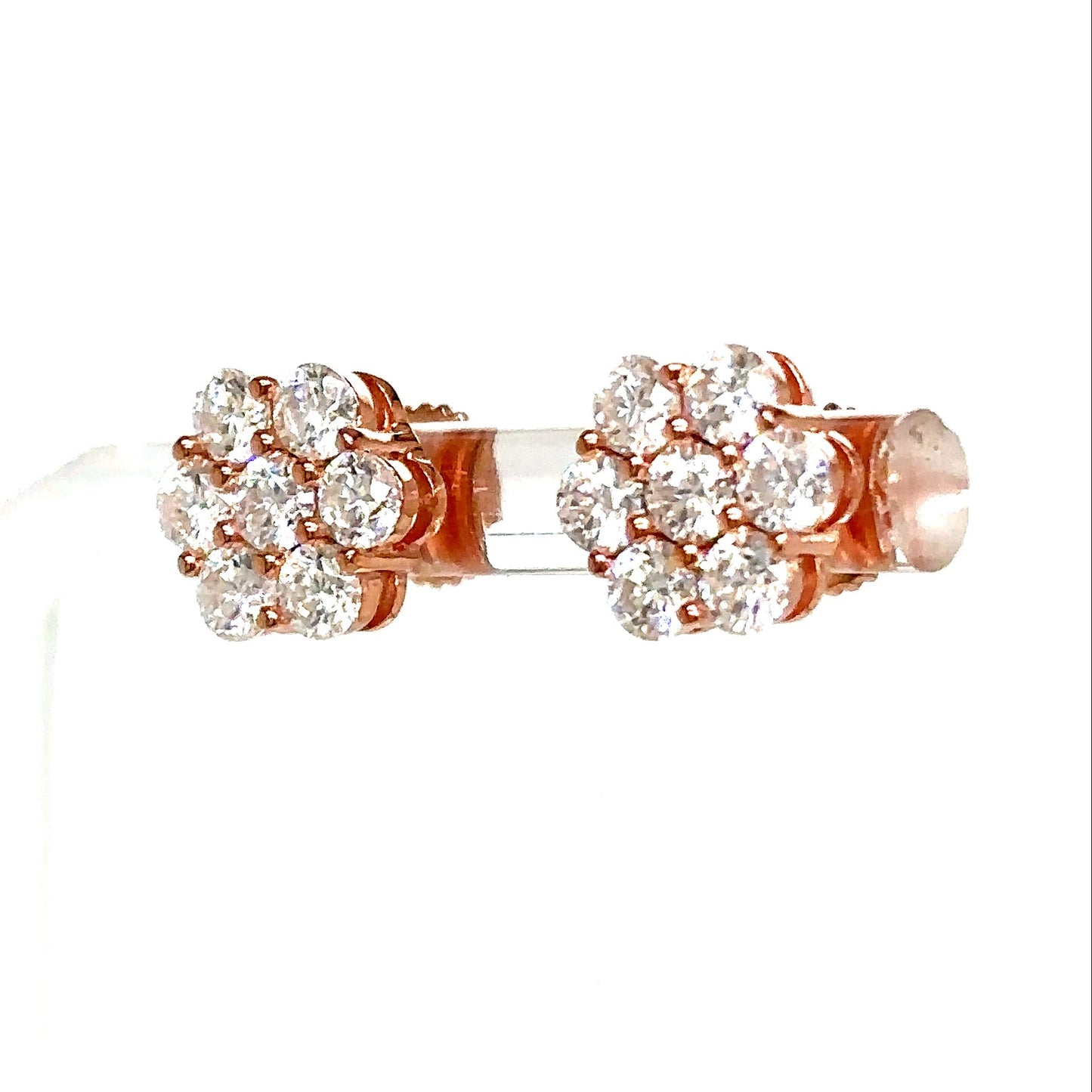 925 S.S. VVS Moissanite Flower Cluster Earrings