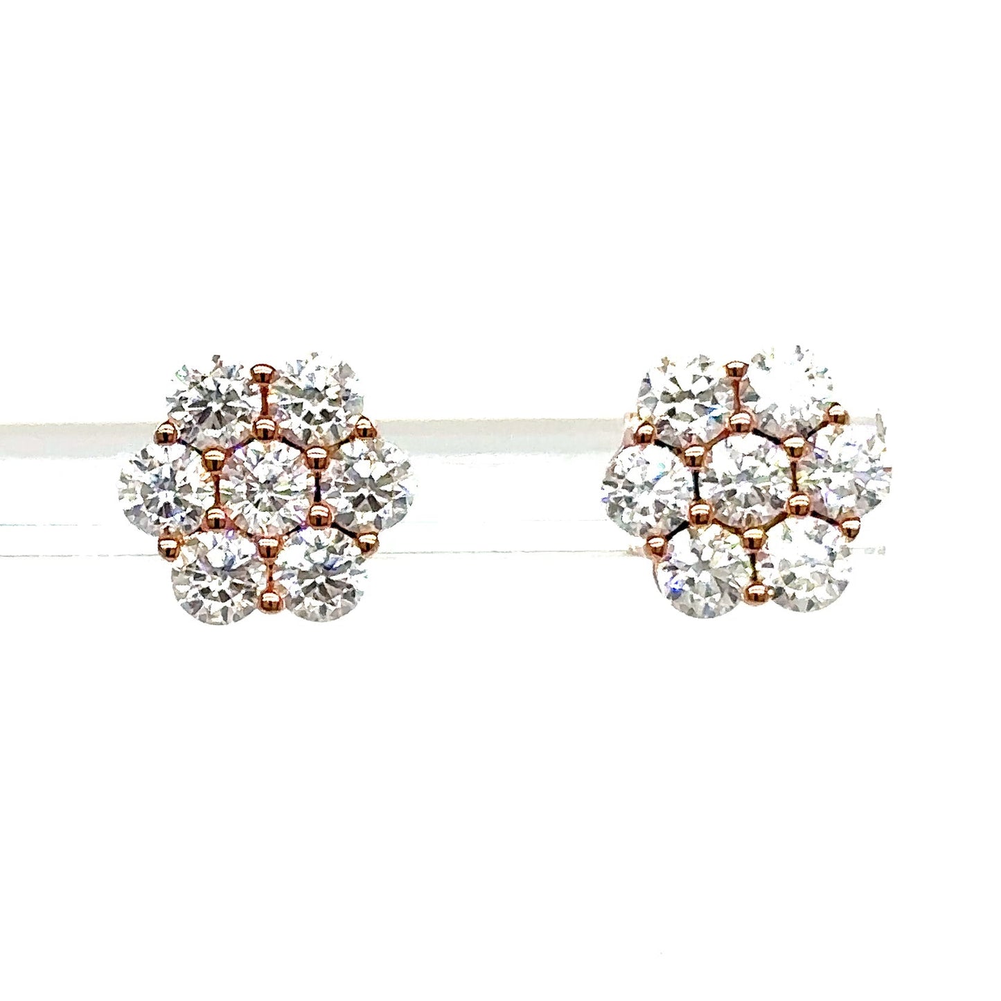 925 S.S. VVS Moissanite Flower Cluster Earrings