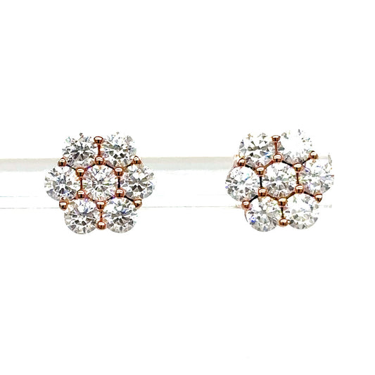 925 S.S. VVS Moissanite Flower Cluster Earrings