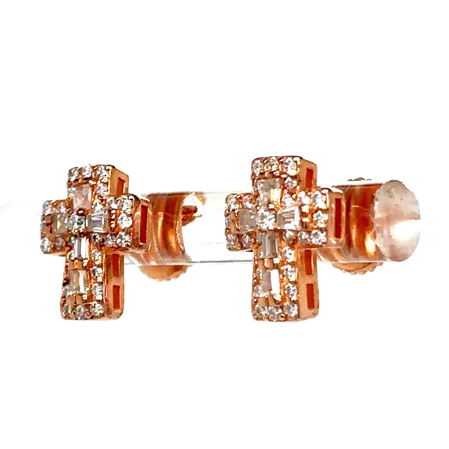 925 S.S. VVS Moissanite Cross Cluster Earrings