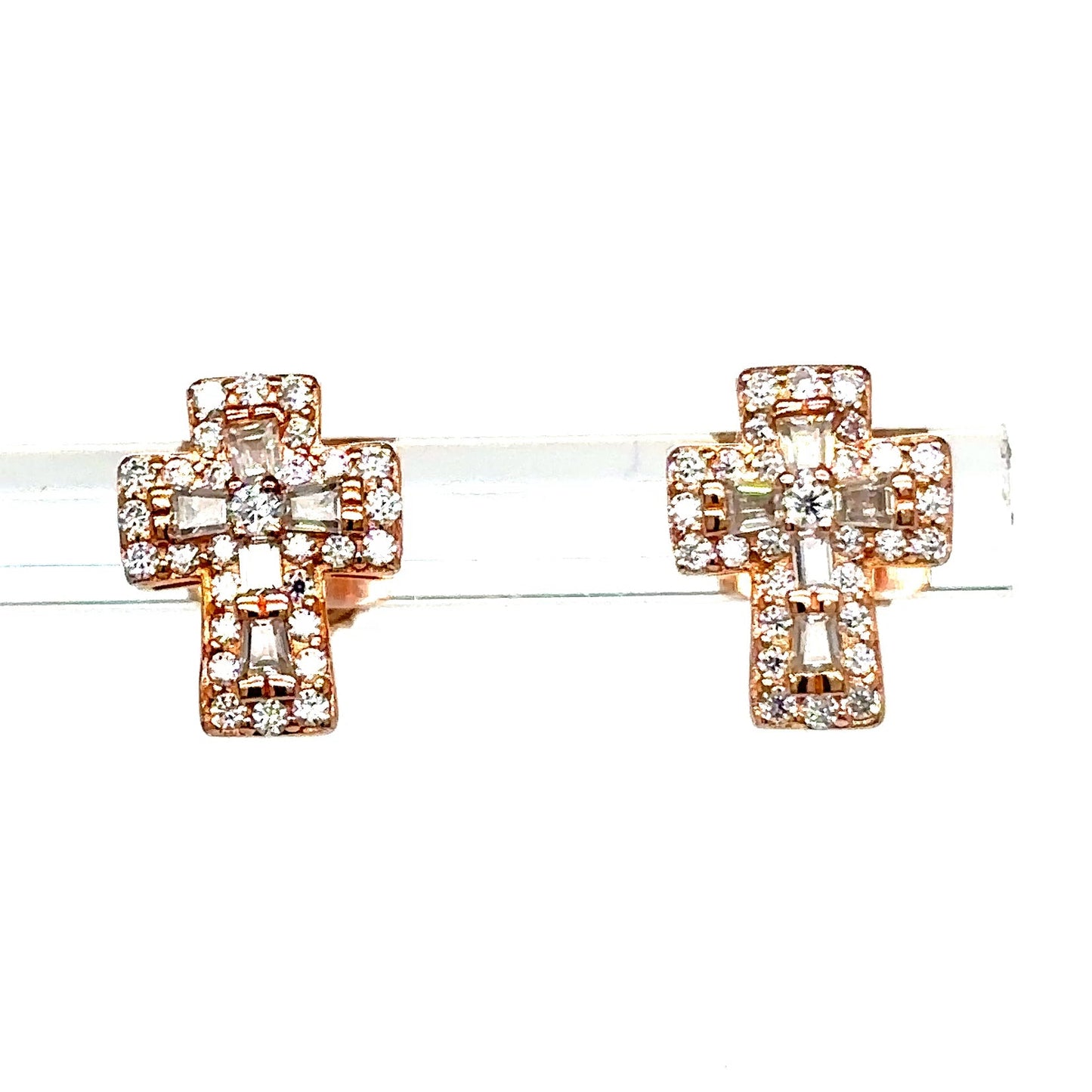 925 S.S. VVS Moissanite Cross Cluster Earrings
