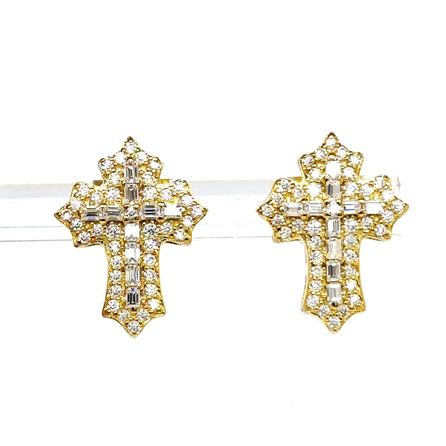 925 S.S. VVS Moissanite Cross Cluster Earrings
