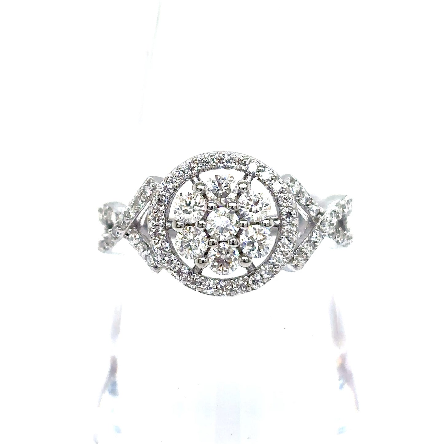 925 S.S. VVS Moissanite Flower Cluster Ring