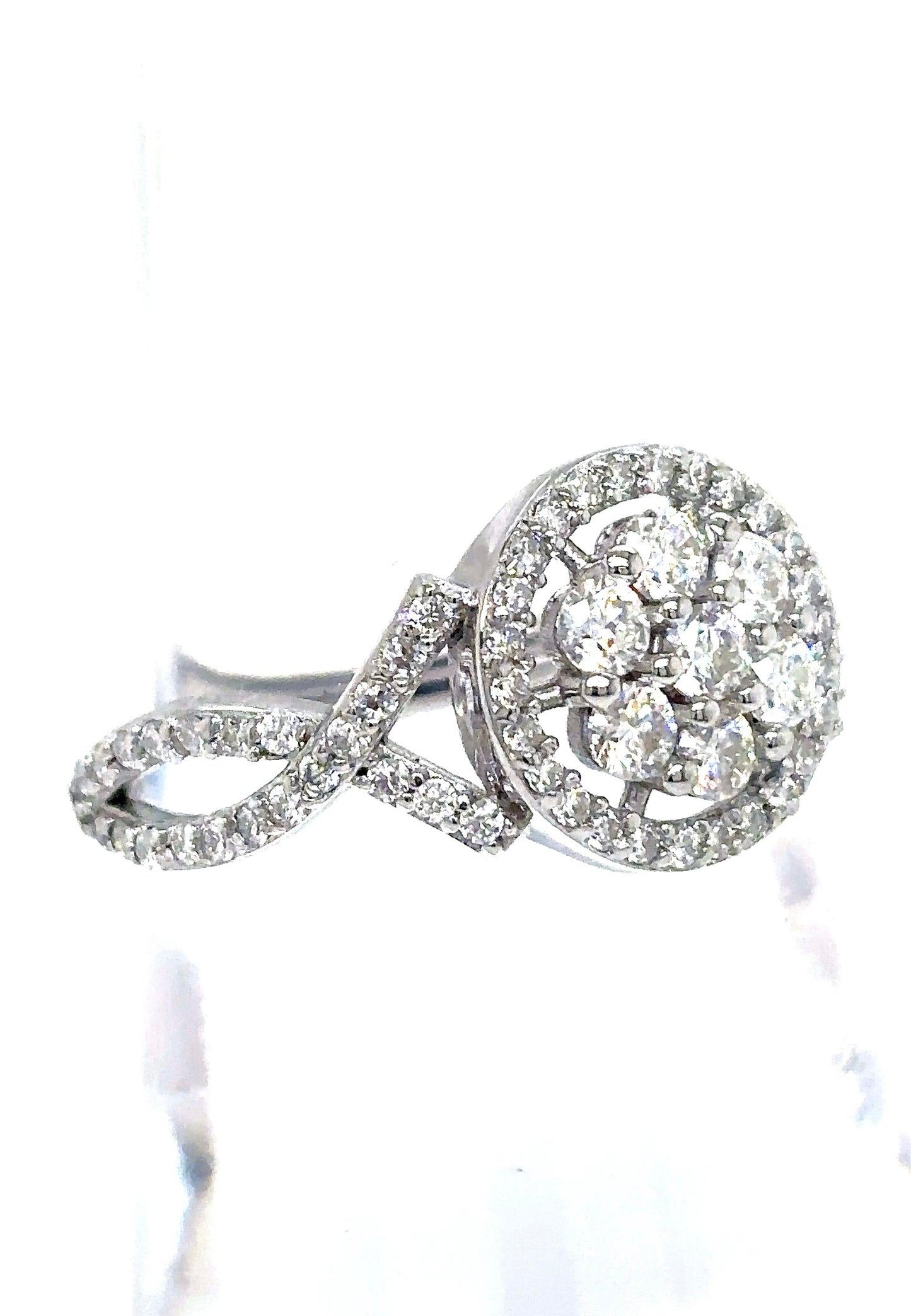 925 S.S. VVS Moissanite Flower Cluster Ring