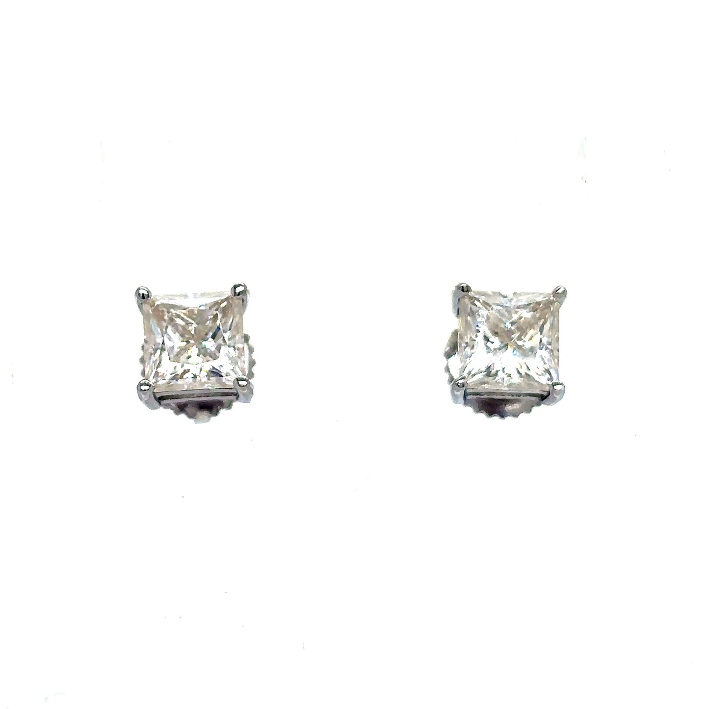 925 S.S. VVS Moissanite Princess Cut 5mm Earrings