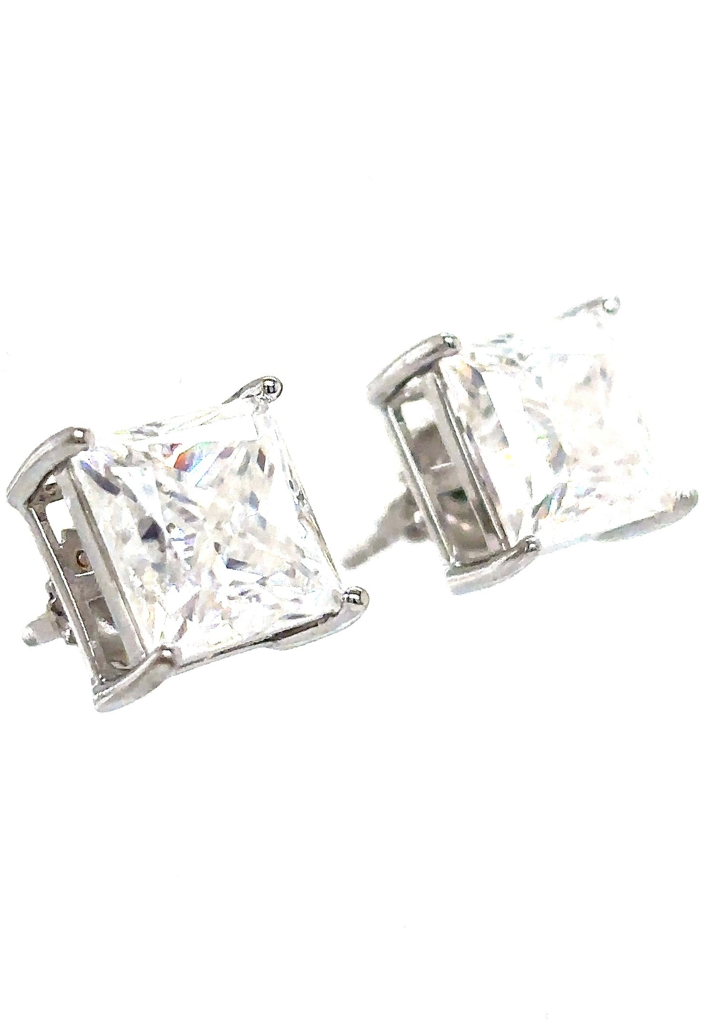 925 S.S. VVS Moissanite Princess Cut 8mm Earrings