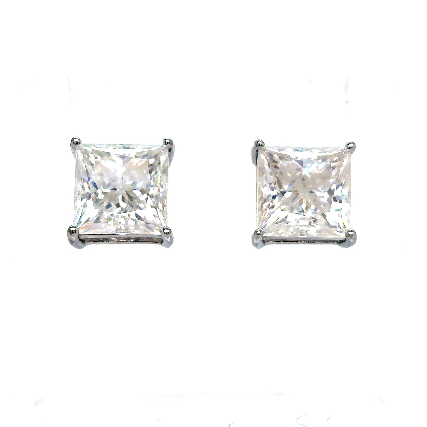 925 S.S. VVS Moissanite Princess Cut 8mm Earrings