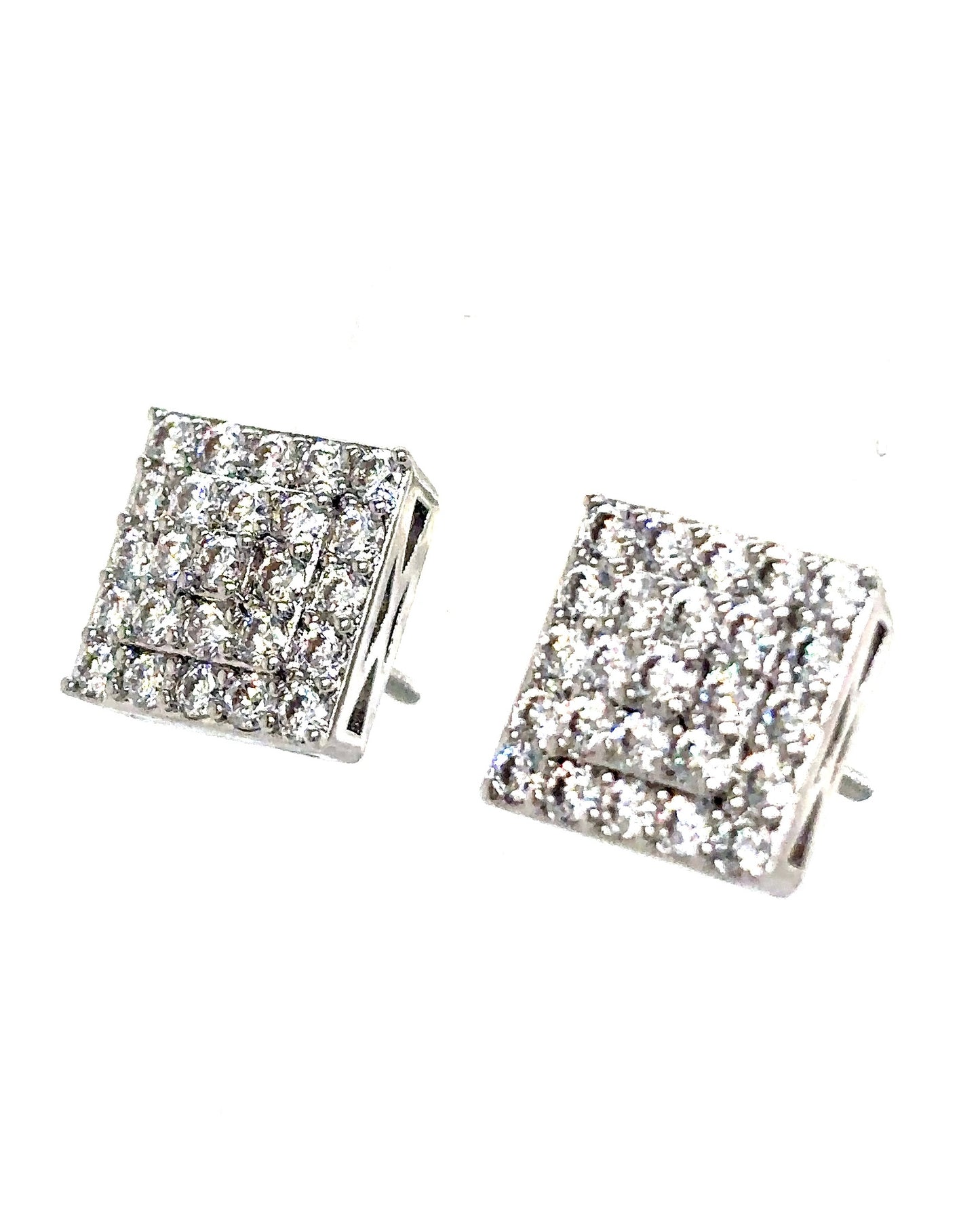 925 S.S. VVS Moissanite Square Cluster Earrings