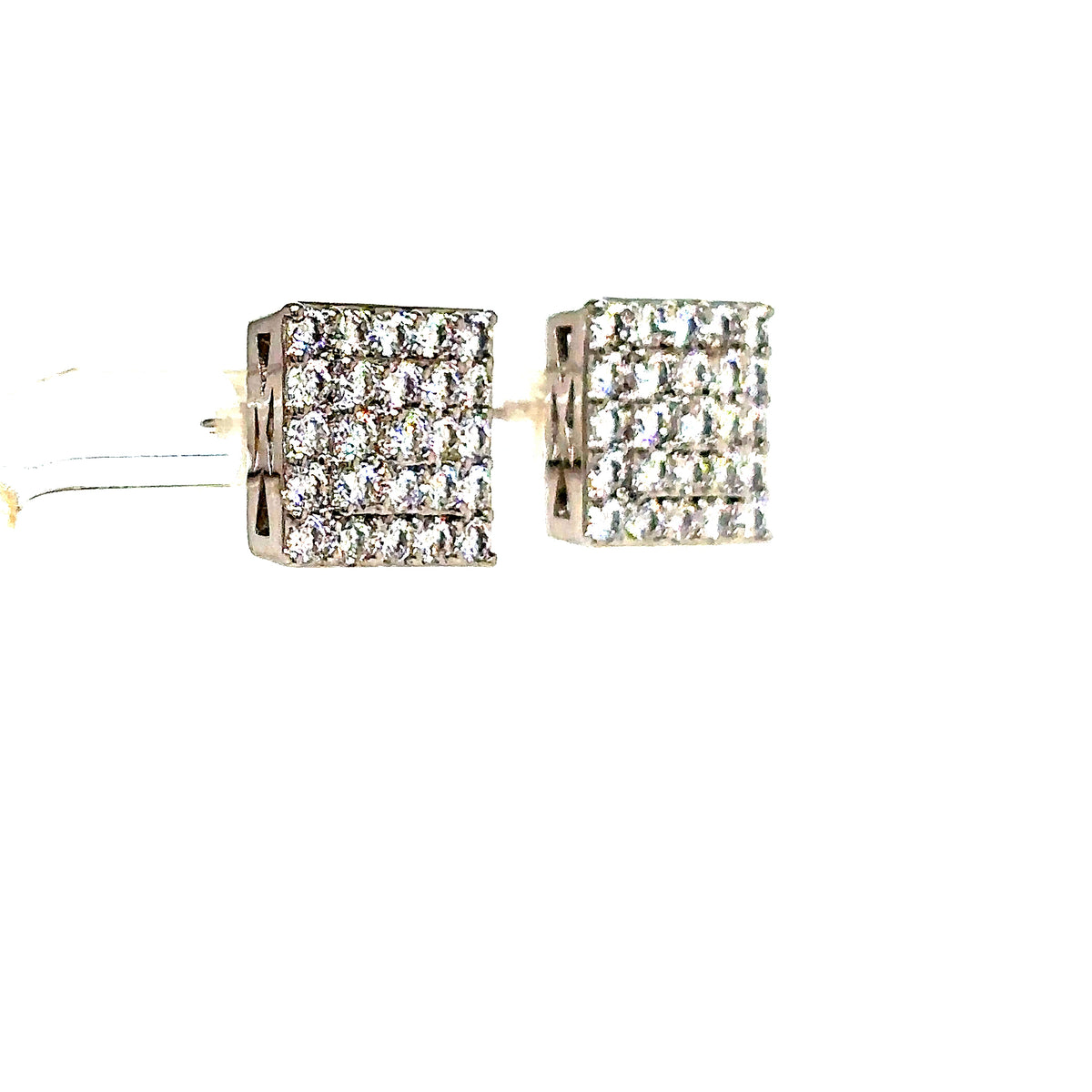 925 S.S. VVS Moissanite Square Cluster Earrings
