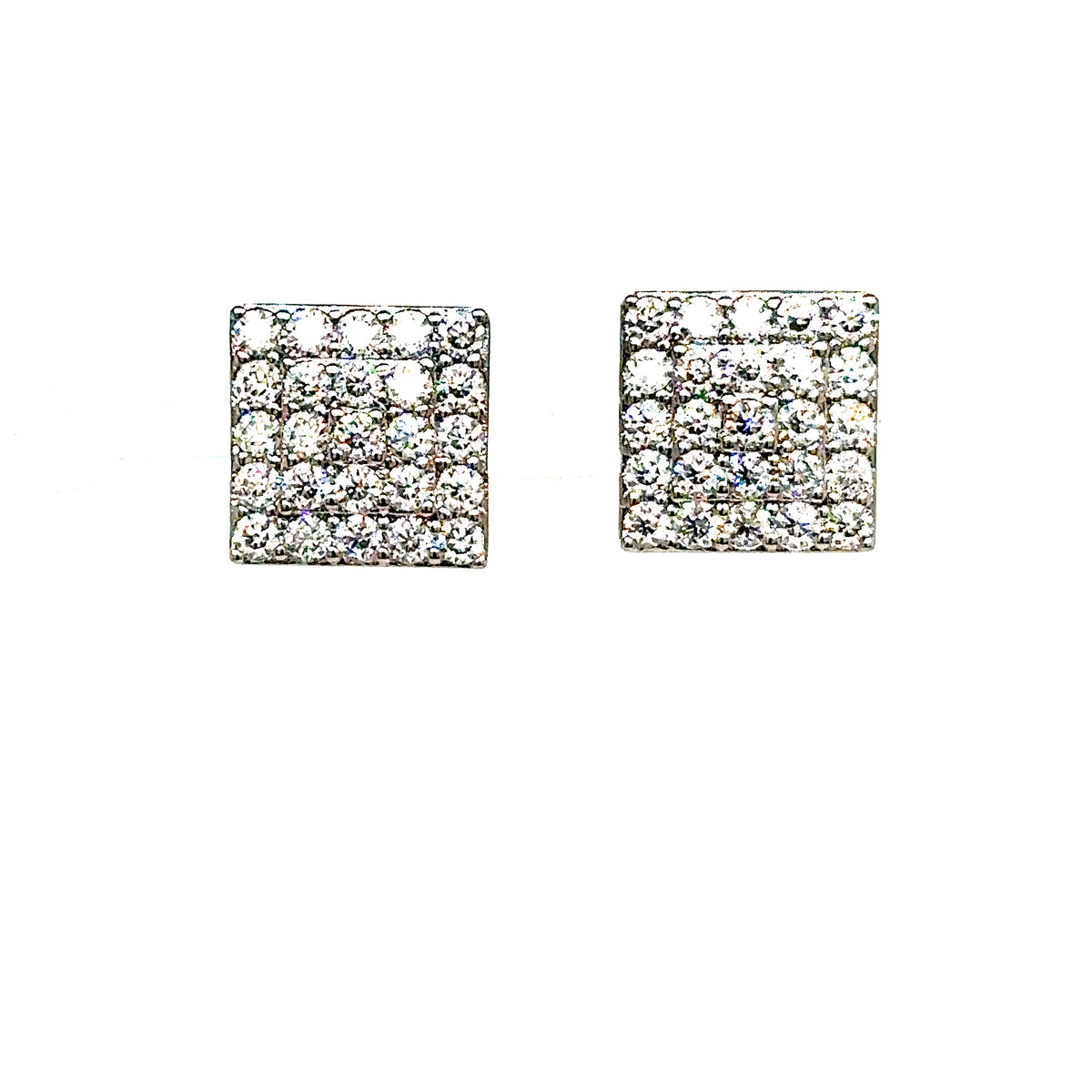 925 S.S. VVS Moissanite Square Cluster Earrings