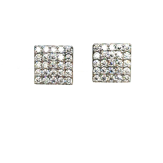 925 S.S. VVS Moissanite Square Cluster Earrings