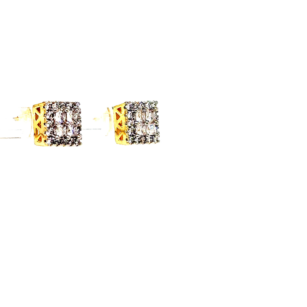 925 S.S. VVS Moissanite Square Cluster Earrings