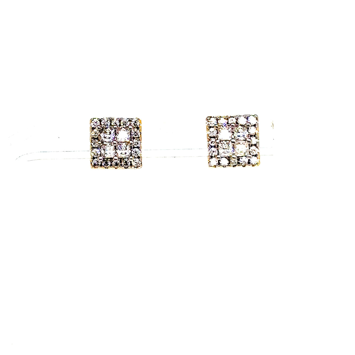 925 S.S. VVS Moissanite Square Cluster Earrings