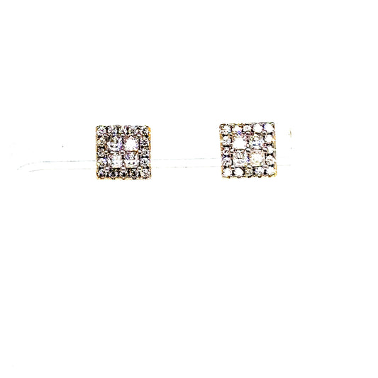 925 S.S. VVS Moissanite Square Cluster Earrings