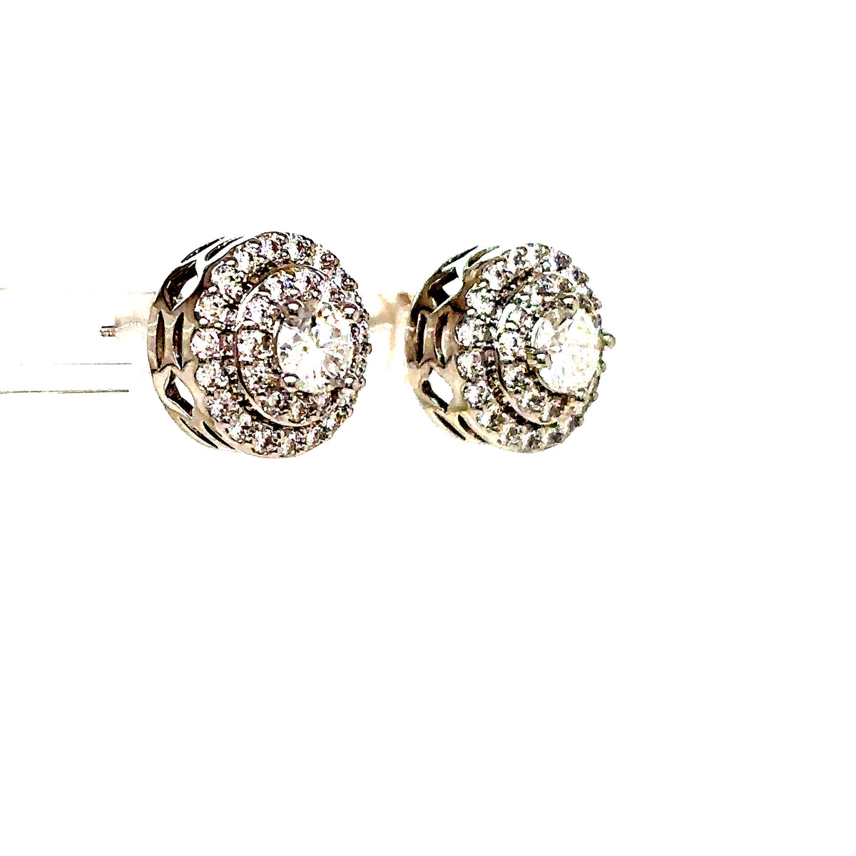 925 S.S. VVS Moissanite 3-Tier Circle Cluster Earrings