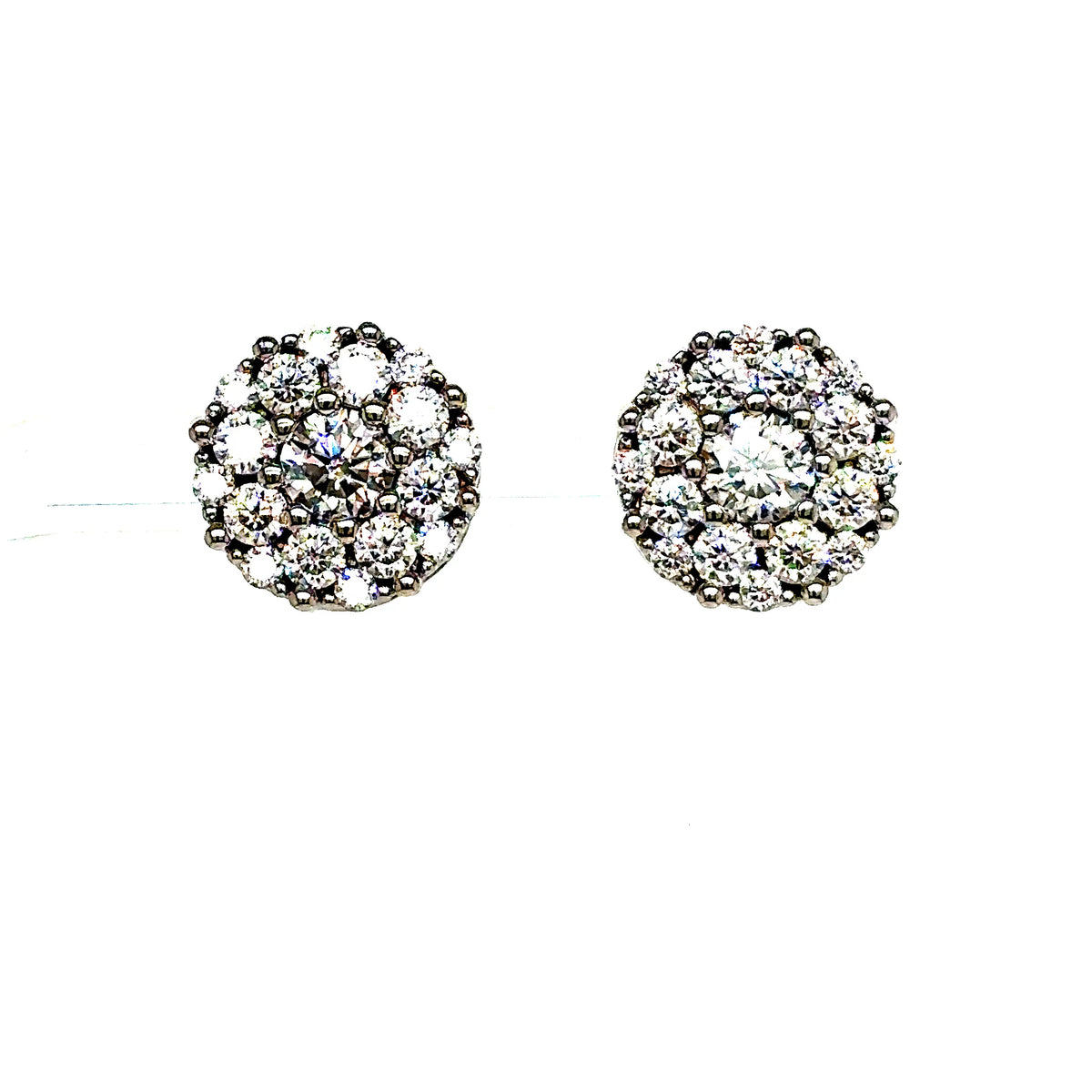 925 S.S. VVS Moissanite Point Flower Cluster Earrings