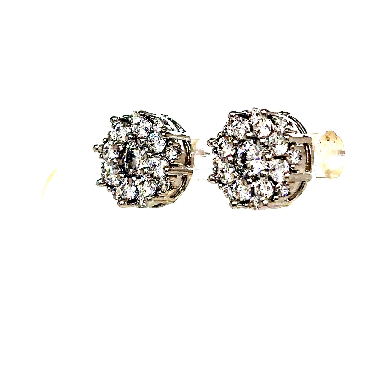 925 S.S. VVS Moissanite Point Flower Cluster Earrings