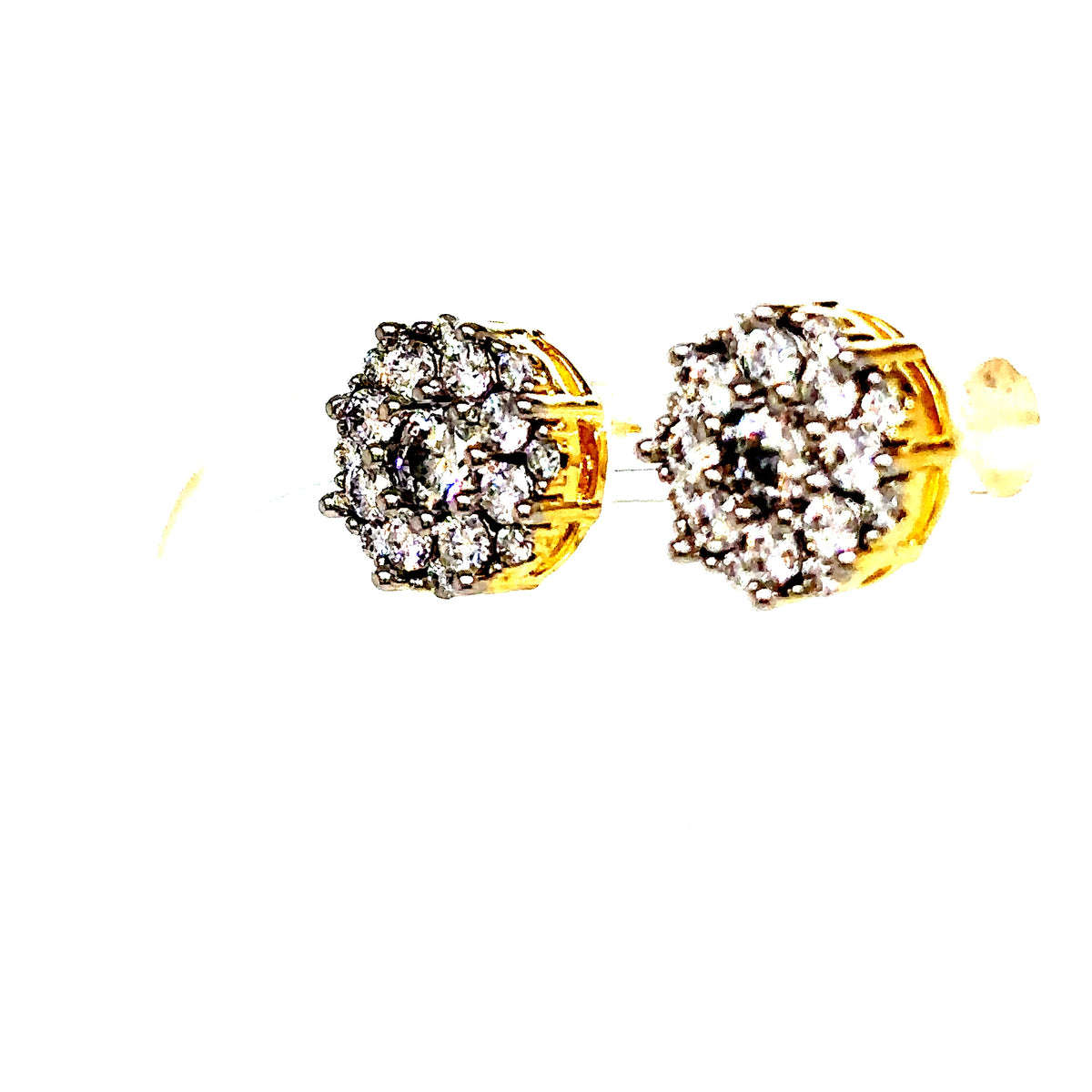 925 S.S. VVS Moissanite Point Flower Cluster Earrings