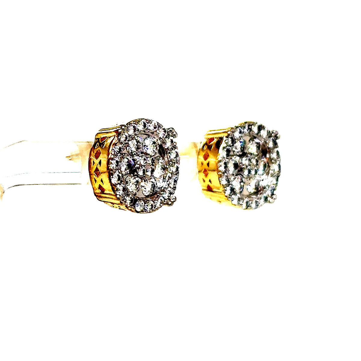 925 S.S. VVS Moissanite Circle Wheel Cluster Earrings