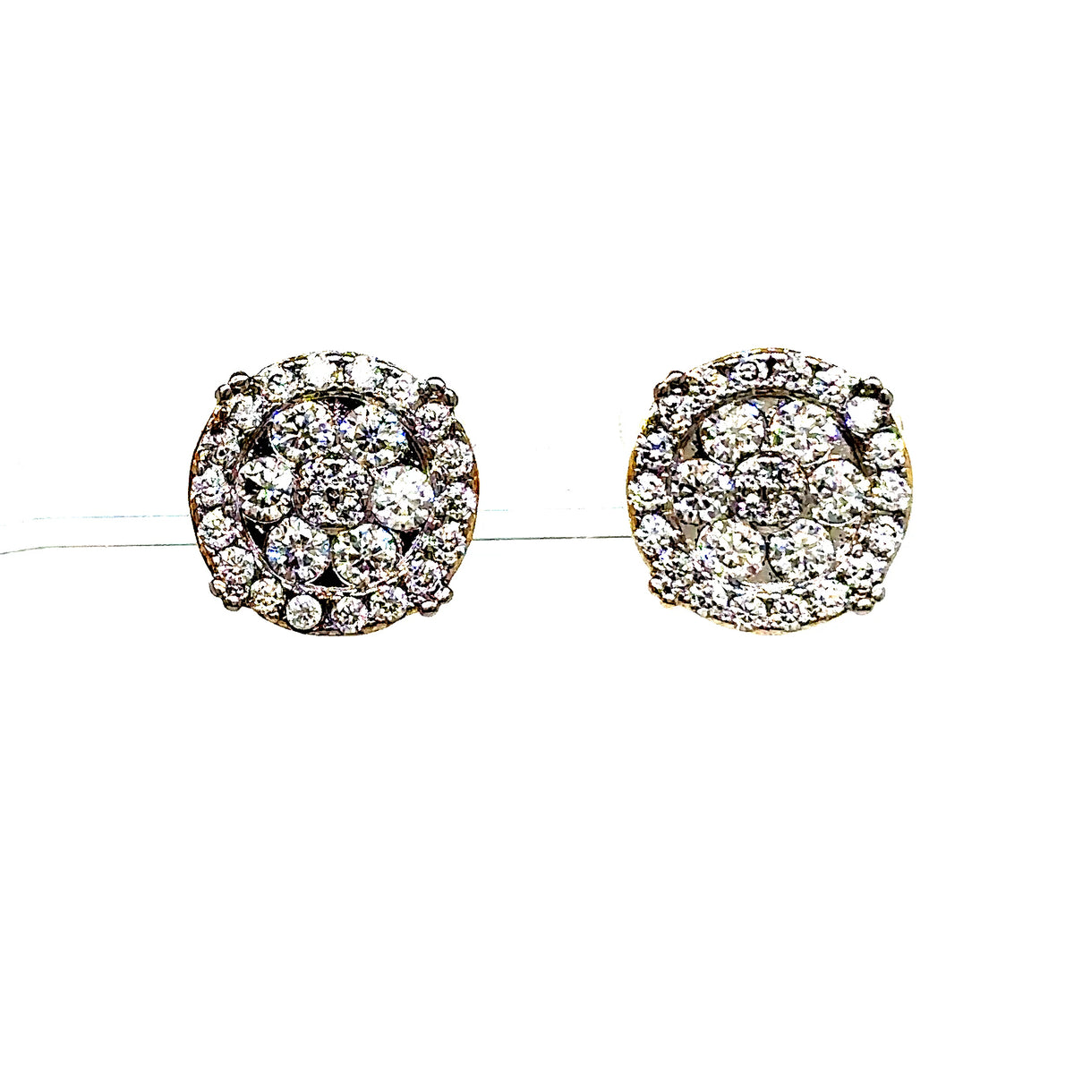 925 S.S. VVS Moissanite Circle Wheel Cluster Earrings