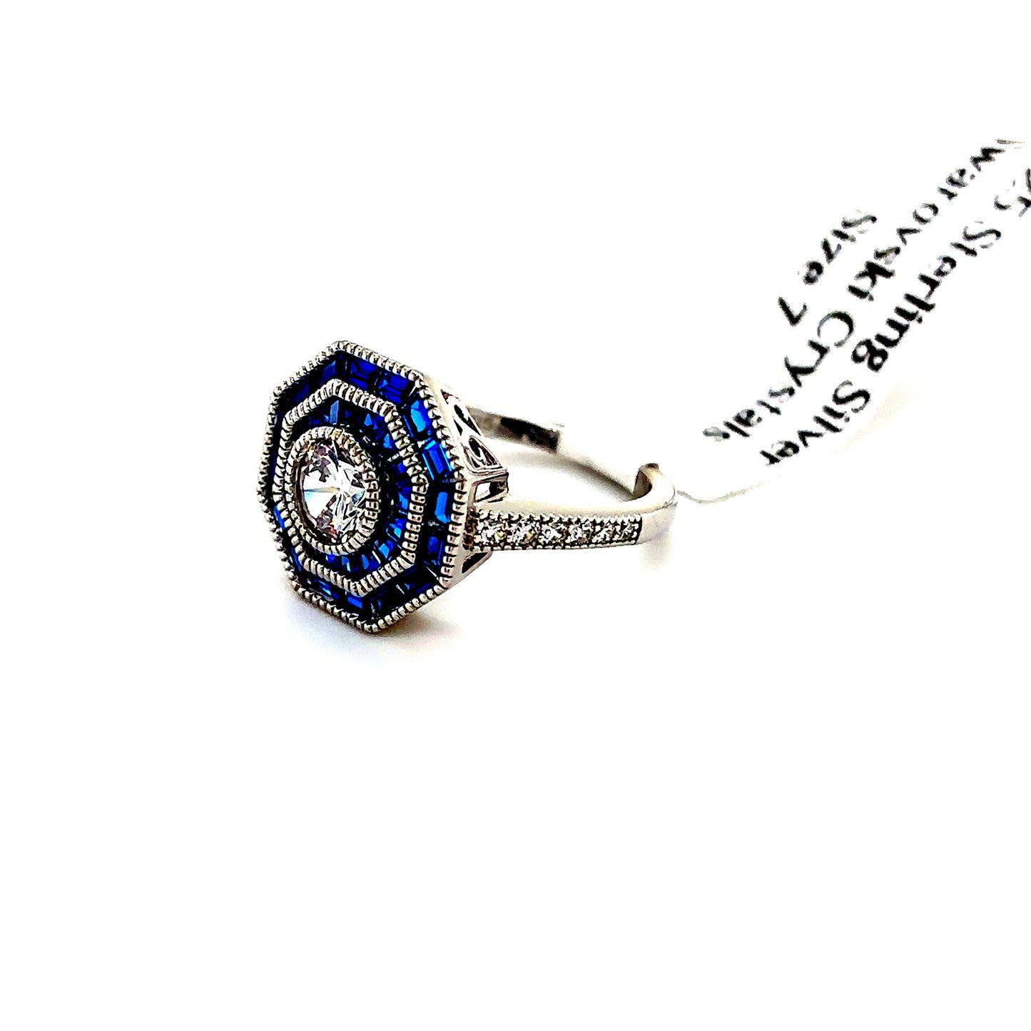 925 S.S. Blue Swarovski Crystal Ring