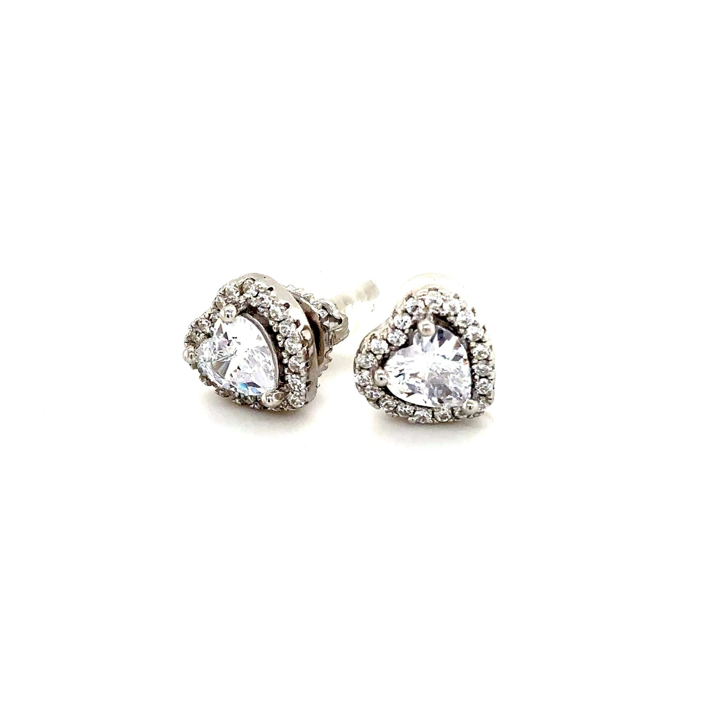 925 S.S. CZ Stone Heart Earrings