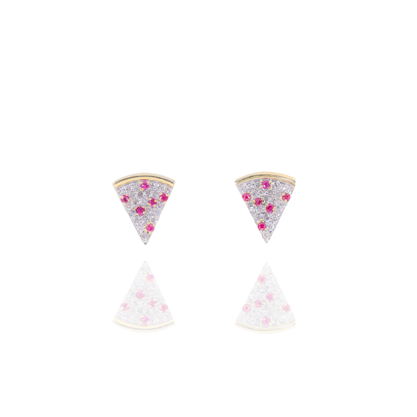14k Pizza Lover Diamond & Ruby Earrings