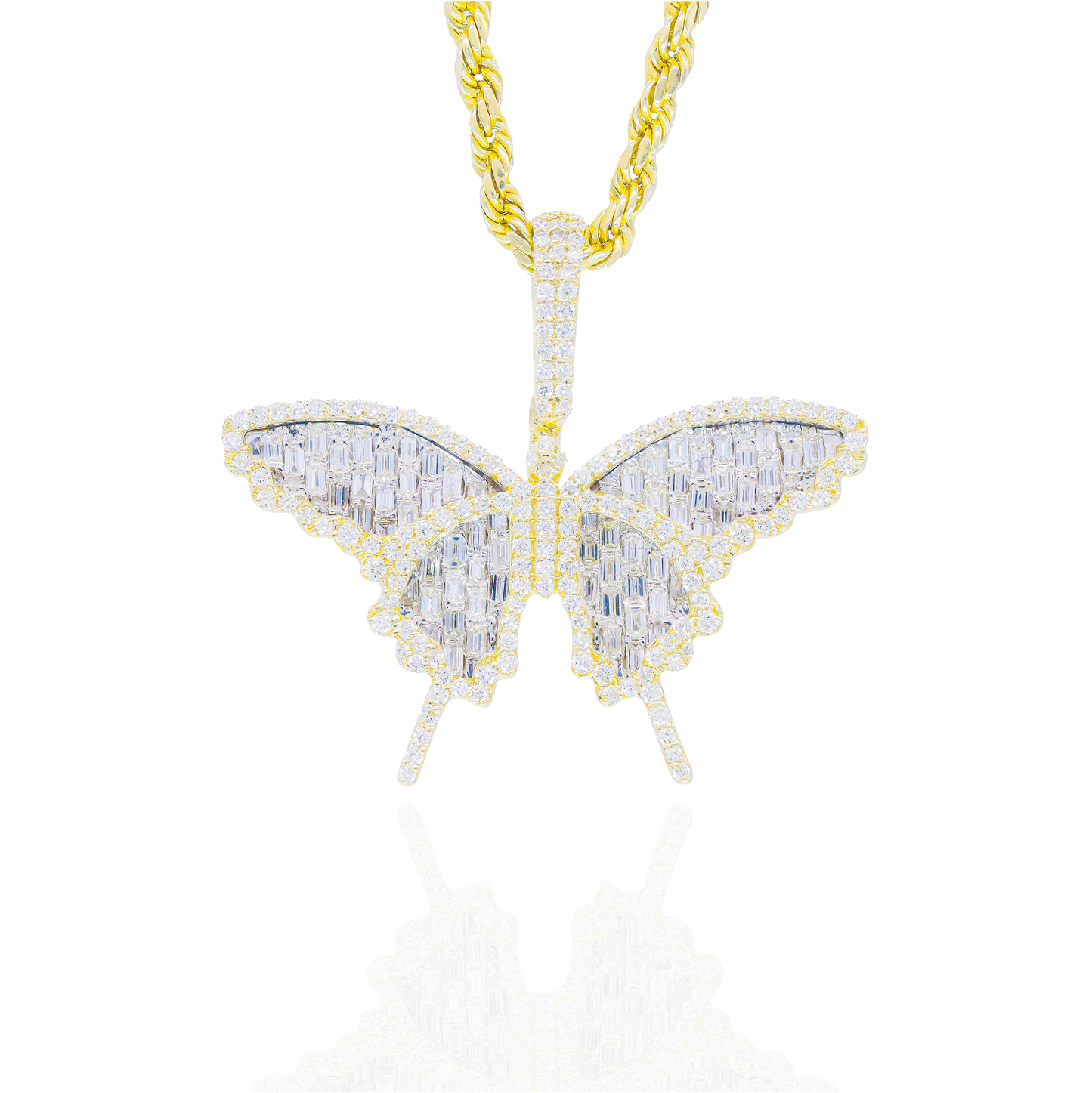 14k Butterfly Emerald Diamond Pendant
