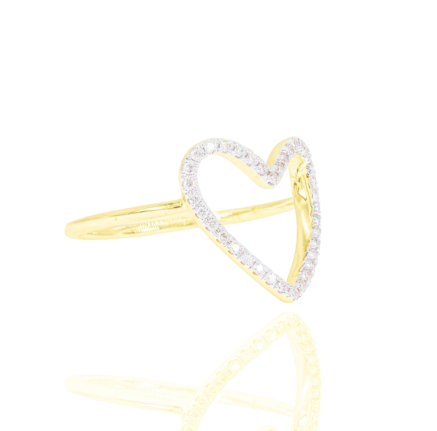 14k White Gold Diamond Open Heart Ring