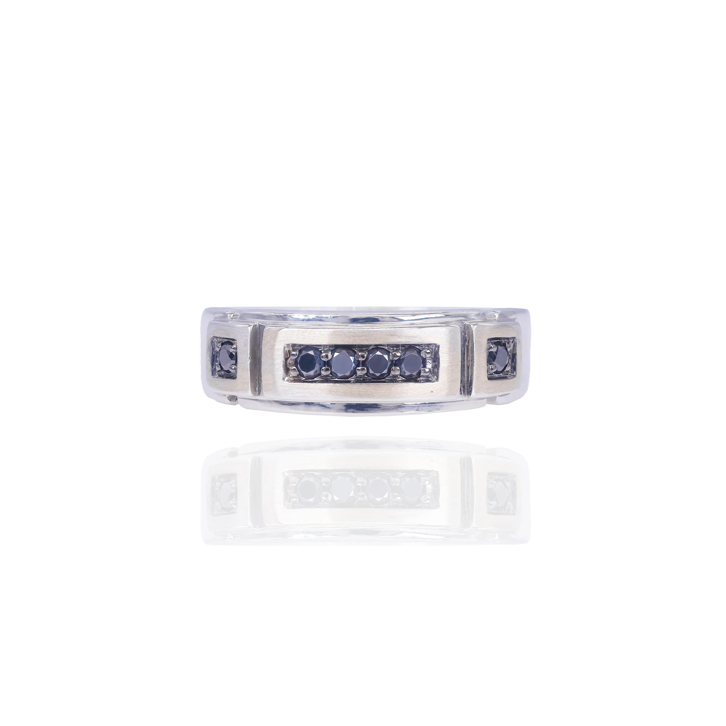 10k White Gold Black Diamond Band