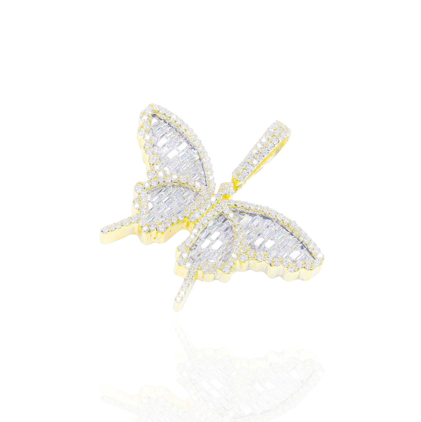 14k Butterfly Emerald Diamond Pendant