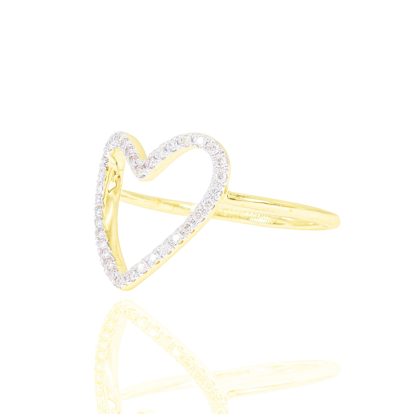 14k White Gold Diamond Open Heart Ring