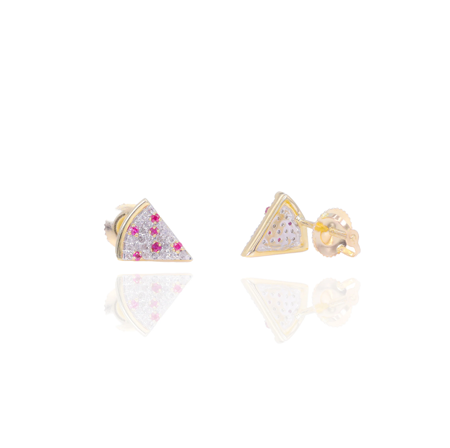 14k Pizza Lover Diamond & Ruby Earrings