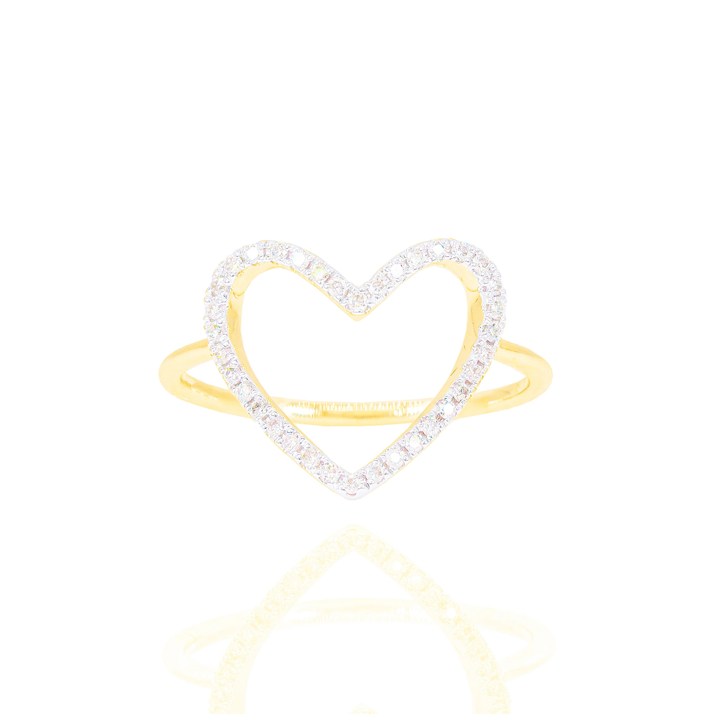 14k White Gold Diamond Open Heart Ring