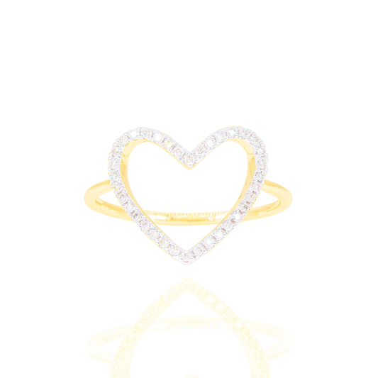 14k White Gold Diamond Open Heart Ring