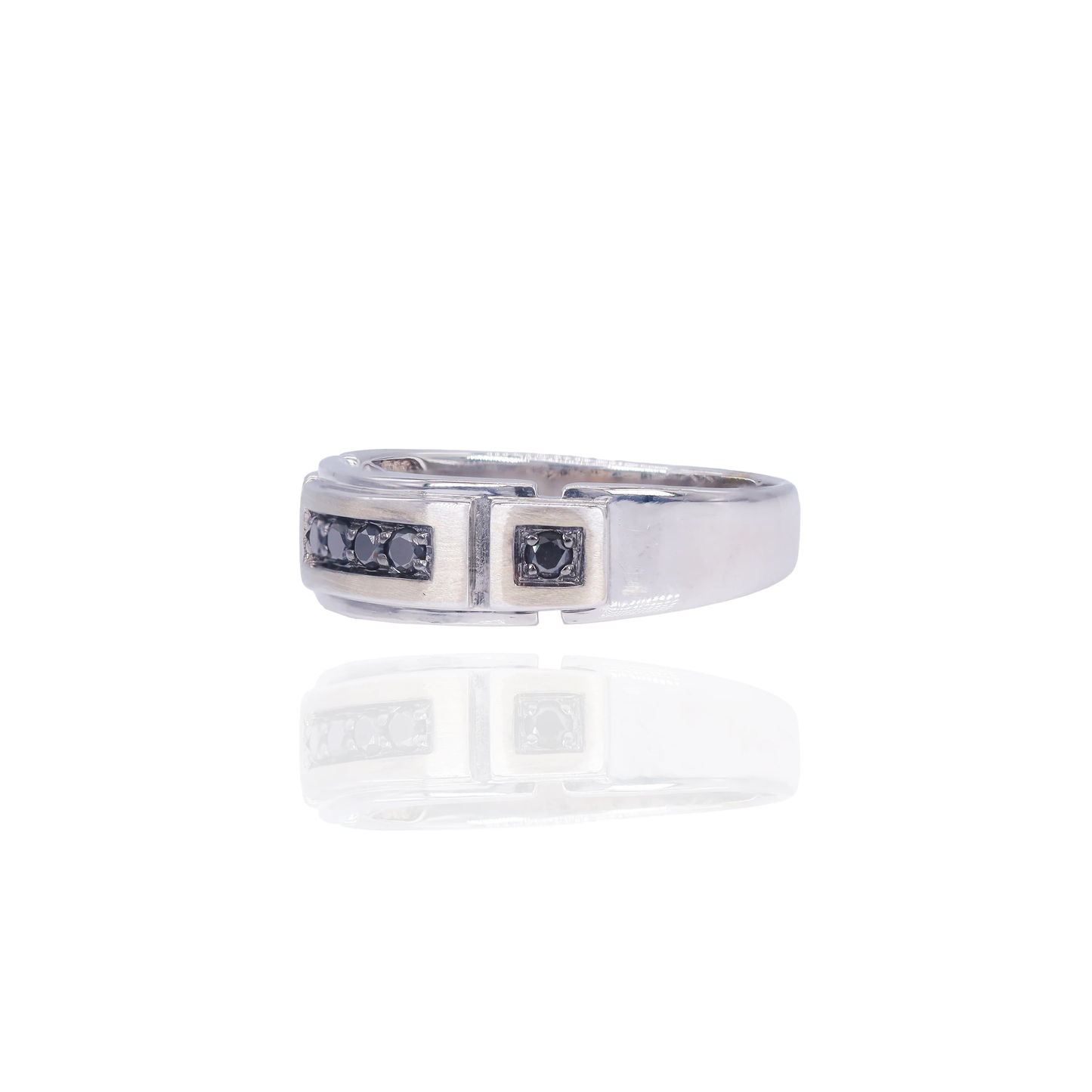 10k White Gold Black Diamond Band