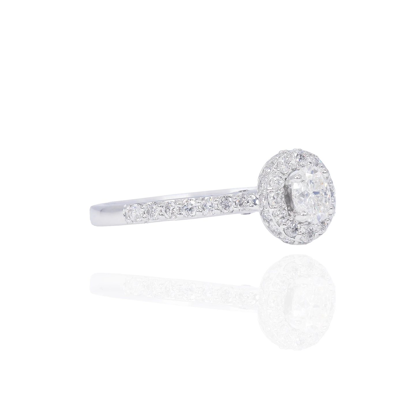 14k White Gold Oval Engagement Ring