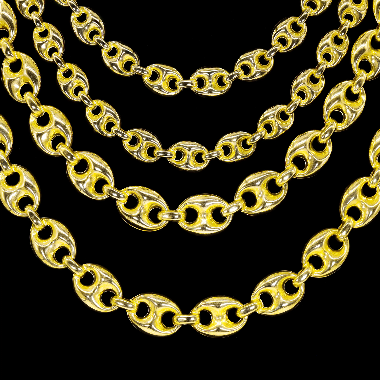 18k Yellow Gold Puff Link Bracelet 7.5"