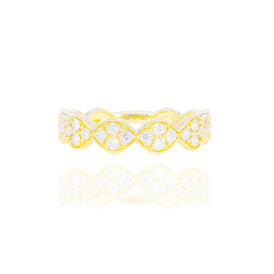 14k Yellow Gold Wavy Diamond Ring